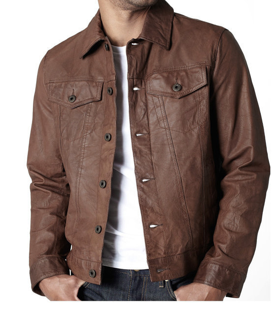Brown Vintage Style Leather Jacket,Men Leather Jacket Fashion Leather Jacket 201