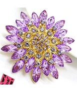 Betsey Johnson Brooch Flower Violet Crystals - $14.95