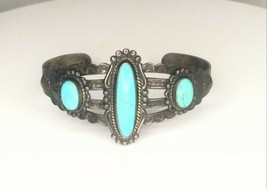 Bell Trading Post Turquoise Stamped Sterling Silver Cuff Bracelet Estate Find  - £101.29 GBP