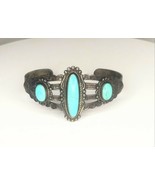 Bell Trading Post Turquoise Stamped Sterling Silver Cuff Bracelet Estate... - $126.72