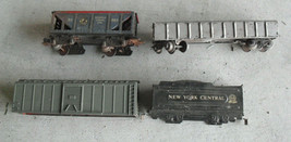 Lot of 4 Vintage O Scale Marx Metal Plastic Incomplete and/or worn Cars - £17.90 GBP