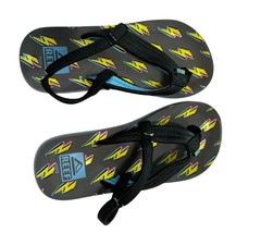Reef Boys Sz 11 12 Strappy Sandals Little Ahi Synthetic Slip On Lightnin... - $13.85