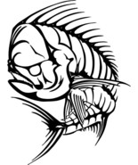 Mahi Dolphin Fish Bones Skeleton High Quality Decal Truck Boat Cup Coole... - $132.10 MXN+