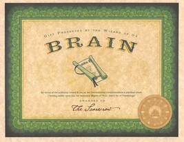 Wizard Of Oz Emerald City Certification Of Brains The Scarecrow Prop/Rep... - £2.38 GBP