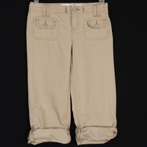 Old Navy Girls Khaki Pants sz 8 Roll Tab Cuff Convertible Capri Adjustable Waist - £11.38 GBP