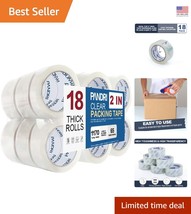 Clear Packing Tape - 2&#39;&#39; Wide, 65 Yards, 18 Rolls for Reliable Sealing - $37.97