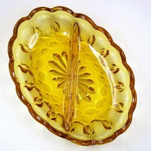 Anchor Hocking Fairfield Amber 7&quot; 2-Part Oval Relish Dish 1970s Glasswar... - $14.70