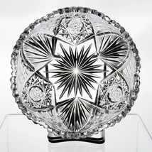 American Brilliant Blazed Fan &amp; Hobstar Arches Cut Bowl, Antique ABP Glass 7&quot; - £31.97 GBP