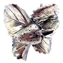 Rare! Vintage Mario Buccellati Silver Strawberry Leaf Branch Cuff Bracelet - $3,000.00