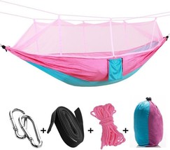 1-2 Lightweight Portable Outdoor Camping Hammock Nylon, Pink And Sky Blue. - £30.61 GBP