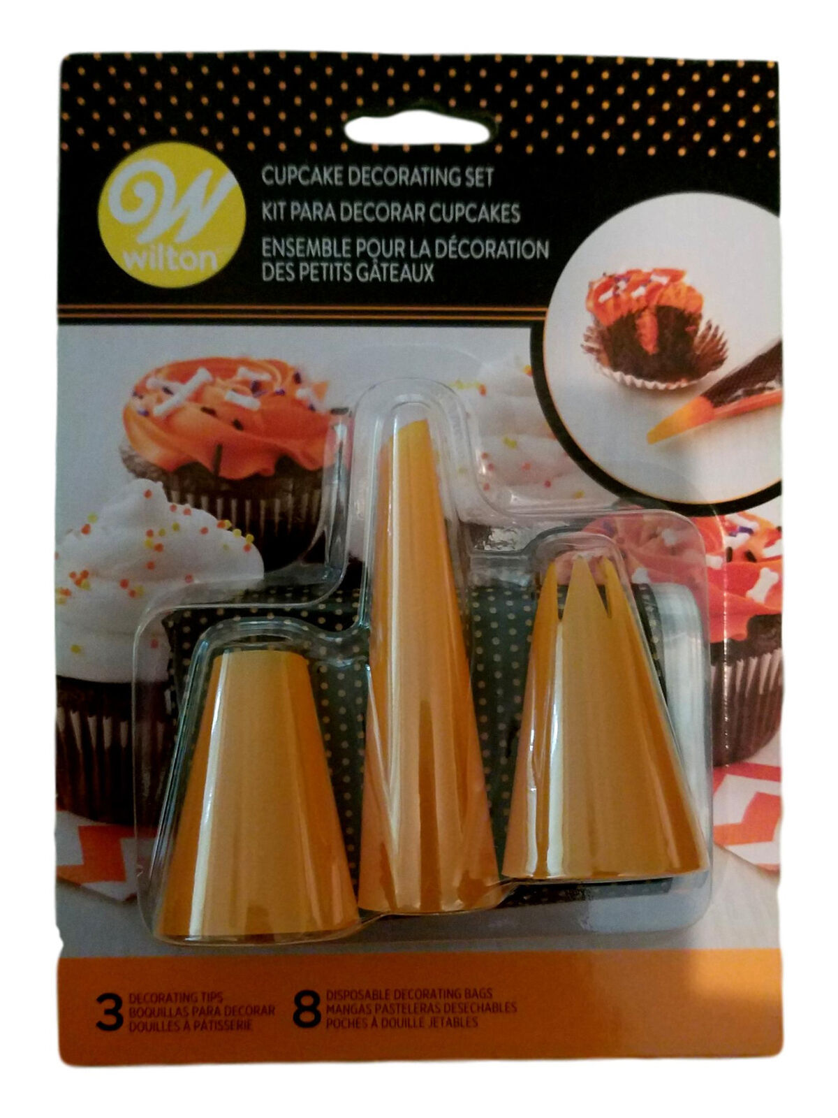 Primary image for Halloween Cupcake Decoration Kit 3 pc  Wilton Tips Orange and 8 Bags
