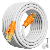 Cat 8 Ethernet Cable 30Ft White, Outdoor Indoor Cat 8 Shielded Cable 26Awg, Heav - £35.19 GBP