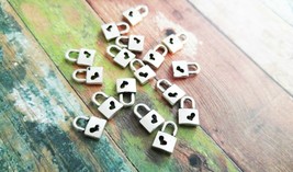 20 Lock Charms Heart Lock Antiqued Silver Bulk Charms Wholesale Charms - £1.49 GBP