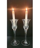 Mikasa Crystal Long Stem Candle Holders 8” Tall Pair Contemporary - $22.96