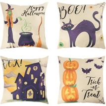 Fall Spooky Design Halloween Decorations Throw Pillow Covers 18x18 In Set of 4 - £24.08 GBP