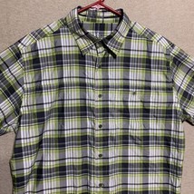 Kuhl Instagatr Shirt Men Large Short Sleeve Plaid Button Up Green Hiking Outdoor - £14.67 GBP