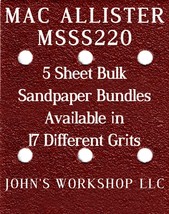 MAC ALLISTER MSSS220 - 1/4 Sheet - 17 Grits - No-Slip - 5 Sandpaper Bulk Bundles - £4.00 GBP