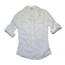 NWT James Perse Ribbed Contrast Panel Top in White Button Front Shirt 4 XL - £49.55 GBP