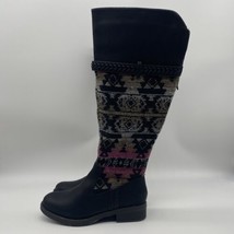 Madden girl Casttt Black Leather &amp; Textile  Boot Size 6.5 M - £27.26 GBP