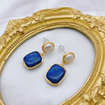Natural Baroque  Earrings 18K handmade lapis lazuli Earrings  Stud Earrings  925 - £18.53 GBP