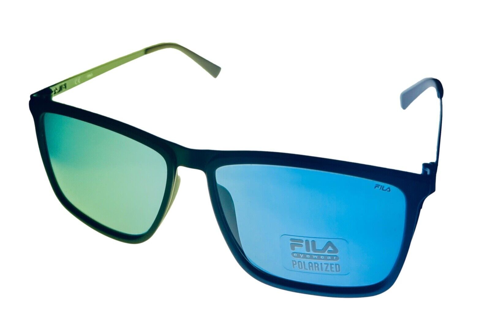 Fila Mens Matte Matte Blue Metal Sunglass Blue Polarized Lens SF8495. 1AQZ