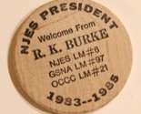 Vintage New Jersey Exonumia Society Wooden Nickel 1985 - $4.94