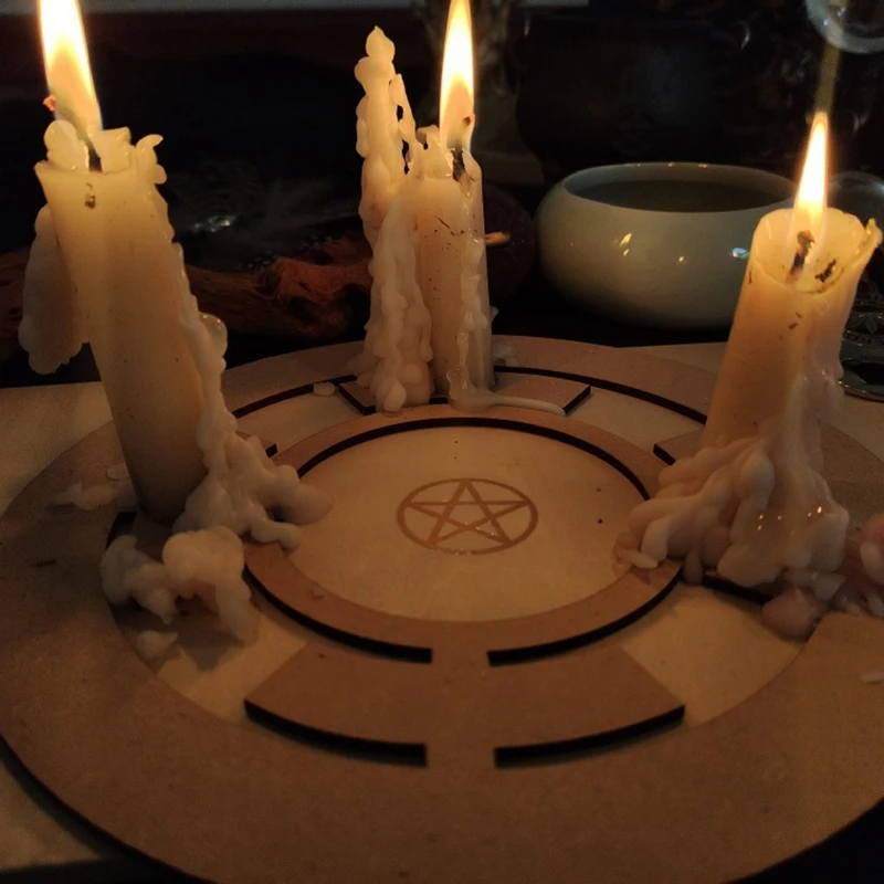 Sporting 11UE Wooden Astrology Pentacle Pentagram Altar Plate Divination Coaster - £37.80 GBP