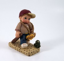 Cast Art Figurine Little Boy Baseball Player "Zachary" Rained Out Numbered 1999  - £7.81 GBP