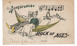 Vintage 1905 Rock of Ages music old couple in hammock owl Postcard - £7.77 GBP