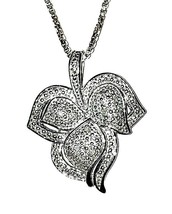 Solid Sterling Silver Leaf Shaped Textured Pendant &amp; chain Necklace .925 - £25.92 GBP