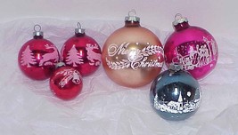 6 Vintage Glass Christmas Ornaments Carolers, Reindeer, Bell, Church - $20.00