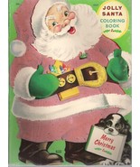 JOLLY SANTA COLORING BOOK (1961) Samuel Lowe &quot;FUZZY COVERS&quot; - $13.56 CAD