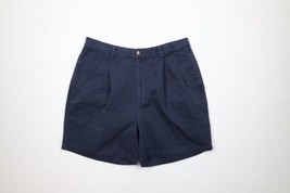 Vintage 90s Nautica Mens 34 Faded Spell Out Above Knee Pleated Chino Shorts Blue - £38.88 GBP