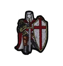 RED CRUSADER KNIGHT 2.5&quot; x 3.5&quot; iron on patch (6025) Knights Templar (B48) - £8.64 GBP