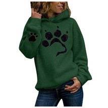Cute Cat Paws Printed Women Fleece Hoodies Casual Style Long Sleeve Pullovers Ho - £72.81 GBP