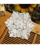 7 inch White Crochet Cotton Lace Table Placemats Doilies 4pc - $9.44 CAD