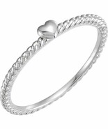 14K White Gold Heart Rope Stackable Ring - $393.00