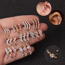 1PC CZ Flower Star Ear Bone Cartilage Piercing Earrings for Women Small Tragus R - £9.02 GBP