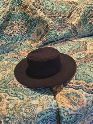 57 CM  Wide Brim Fedora Hat Dark Blue Felt Polyester  Item image 3