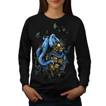 Wellcoda Blue Octopus Hug Womens Sweatshirt, Deep Diver Casual Pullover Jumper - £23.10 GBP+