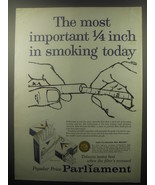 1959 Parliament Cigarettes Ad - The most important 1/4 inch in smoking t... - £11.79 GBP