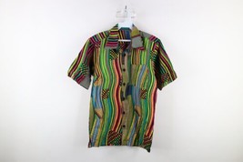Vintage 70s Streetwear Mens Small Faded Rainbow Striped Collared Button ... - £47.27 GBP