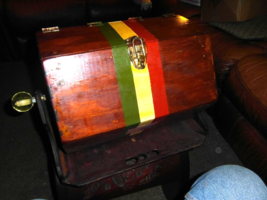Vintage Folk Art Wood Raffle Drum Lottery Spinner Box Or Sewing Box - £78.74 GBP