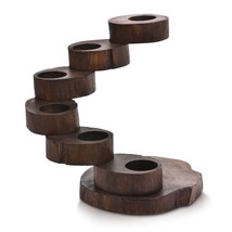 Rotatable Multilayer Rain Tree Wooden Hex tuple Candle Holder - £37.34 GBP