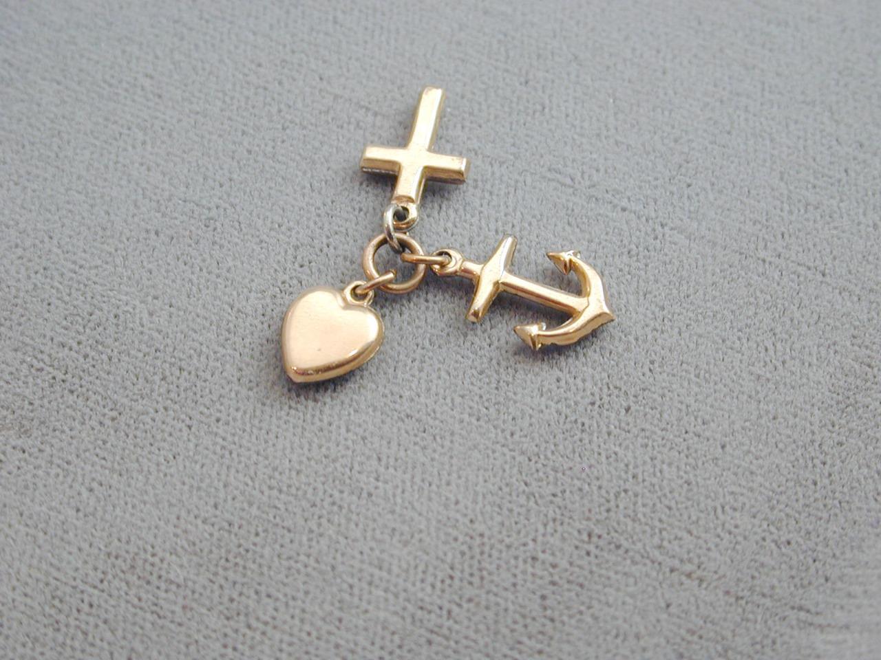 Primary image for Vintage Gold Filled Faith Hope & Charity Charm Pendant