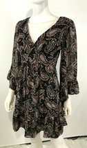 Betsey Johnson A Line Dress Floral Ruffle Long Kimono Ruffle Bell Sleeve Size2 - £25.87 GBP