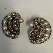 Bausi Bruno .800 Silver 84 Fi  Etruscan Style Clip On Earrings Italy - £34.40 GBP