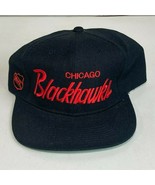 Vintage 90s Chicago Blackhawks Script Snapback Hat NHL Black Wool Splash  - $541.59 CAD