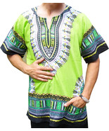 Dashiki For Men In 100% Cotton In Tropical Lime - £9.39 GBP