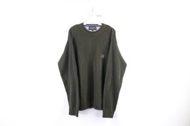 Vintage 90s Tommy Hilfiger Mens Medium Faded Cotton Knit Crewneck Sweater Green - £39.38 GBP